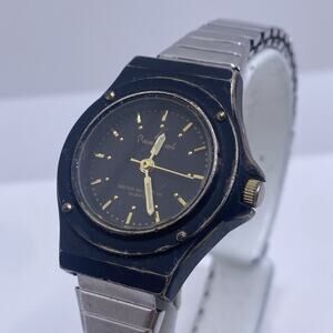 Pierre Nicol Womens Stretch Band Black Metallic Watch Works New Batterg